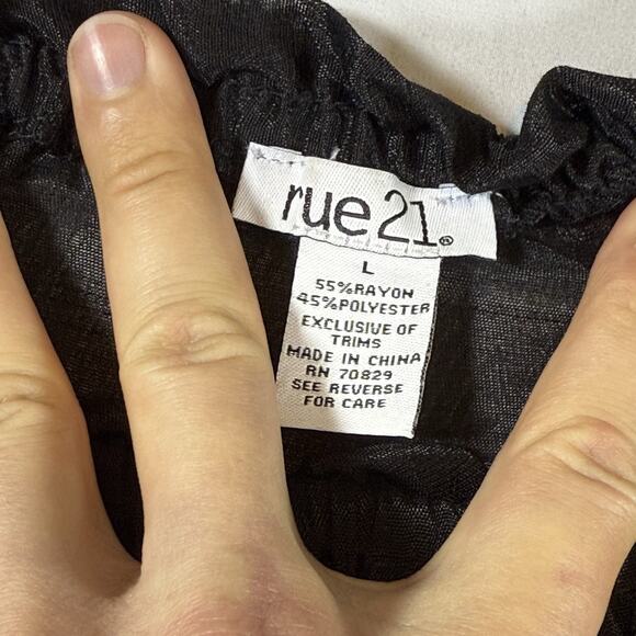 Rue 21 Vintage Y2K Whimsygoth Goth Sheer Off The Shoulder Blouse Wms Sz L - Picture 7 of 11